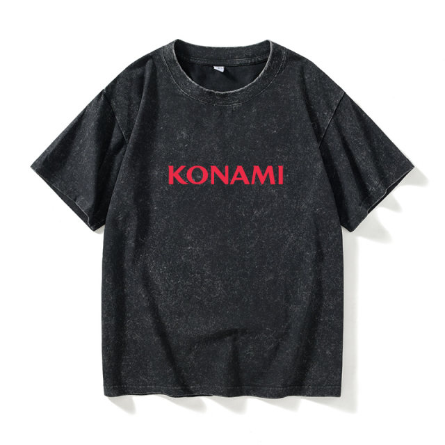 KONAMI logo T -shirt short -sleeved tide clothes female male round neck large size loose summer couple clothes on cotton