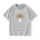 Cat pattern lion head T -shirt short -sleeved black clothes female male round neck large size loose summer couple clothes on cotton
