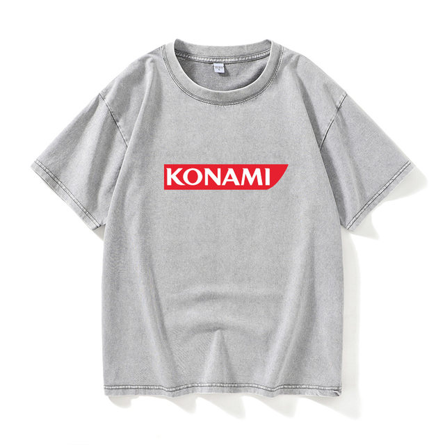 KONAMI logo T -shirt short -sleeved tide clothes female male round neck large size loose summer couple clothes on cotton