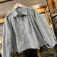 Solid color long-sleeved shirt for women's spring new lapel single-breasted loose slim and versatile casual top solid 0.21