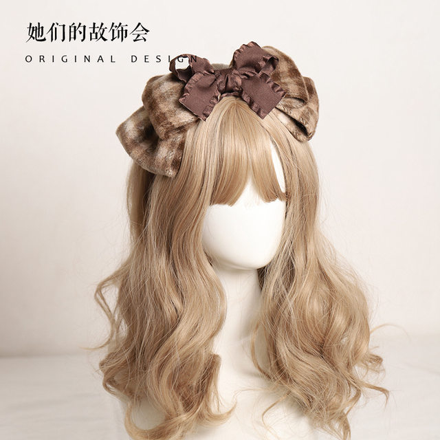 Plaid broken hair headband retro French Hong Kong style versatile going out bow hairpin internet celebrity 2022 new style