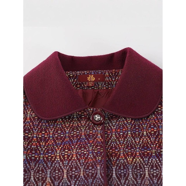 
Official authentic middle-aged and elderly mother's wear lapel plaid coat old lady's clothes fashionable top mother's wear for women