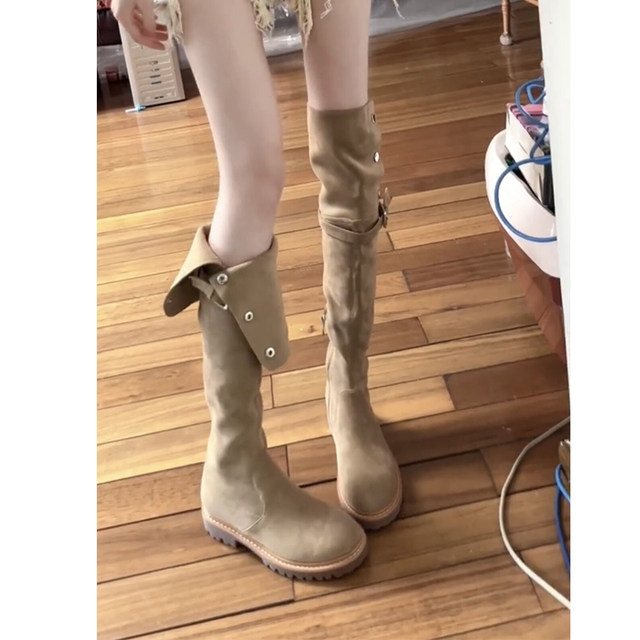 Six o'clock uncle small man's inner heightening two-wear high boots long boots women's thick-soled over-the-knee slimming suede long boots