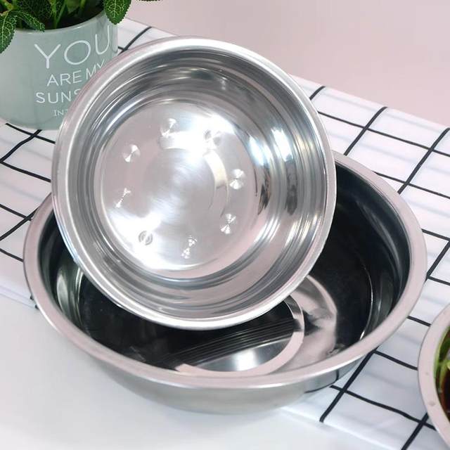 Stainless steel household fast food plate soup bowl plate student dining plate stainless steel basin kitchen standard grade beating eggs and noodles