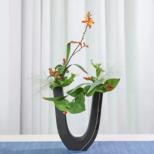 池坊 生け花 生花 ガラス 水盤 自由花 草月 小原 花器 花瓶高さ約93cm 