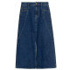 Stubborn autumn new European style commuting mid-length denim open-squat fish tail solid color high waist A-line skirt for women
