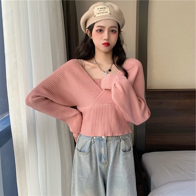 Plus size women's clothing for fat mm slimming inner bottoming sweater top autumn 2023 new fake two-piece long-sleeved sweater