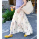 Korean sweet flower a-line elastic waist pleated skirt for women in summer new small sweet midi skirt
