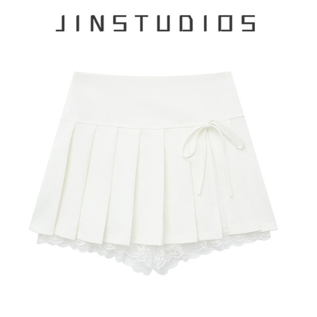 24 Xia Chun desires hot girl lace anti -glowing bows, lace -up pleated skirts, thin legs, long legs, long A -line skirt