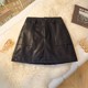 Fashionable pocket PU leather suit skirt for women 2024 autumn and winter versatile high-waisted A-line skirt to make them look slim and short skirt
