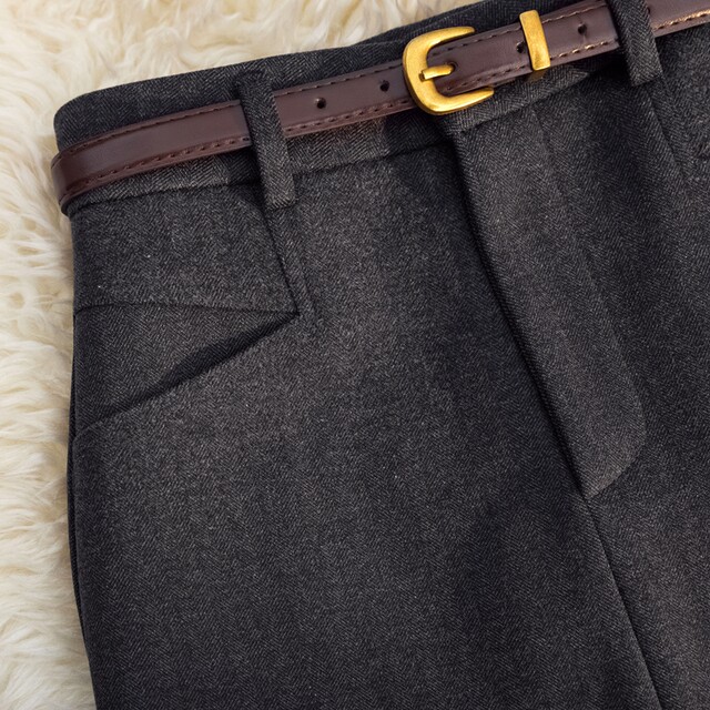 Mao Wa suit half -body skirt female 2024 autumn and winter new high -waisted anti -light A -line skirt shows thin bottom bag hip skirt
