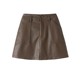 Fashionable pocket PU leather suit skirt for women 2024 autumn and winter versatile high-waisted A-line skirt to make them look slim and short skirt
