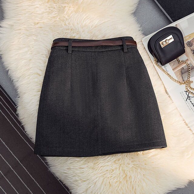 Mao Wa suit half -body skirt female 2024 autumn and winter new high -waisted anti -light A -line skirt shows thin bottom bag hip skirt
