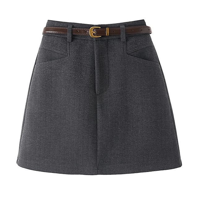 Mao Wa suit half -body skirt female 2024 autumn and winter new high -waisted anti -light A -line skirt shows thin bottom bag hip skirt
