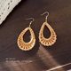 Exaggerated geometric round rattan earrings for women wooden splicing earrings earrings Bohemian vacation style earrings ear hooks