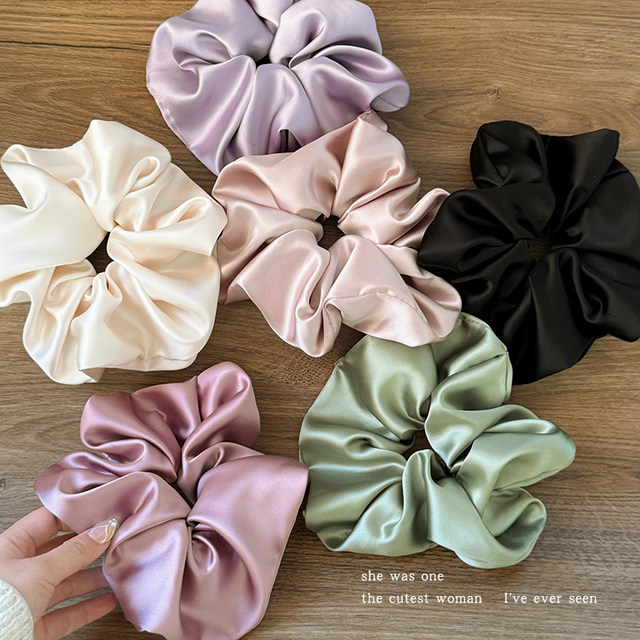 French high-end mercerized satin large intestine hair ring for women's new style of hair floral hair rope rubber band tie ponytail head rope hair accessories