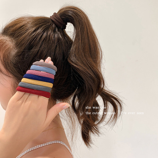 2025 new high ponytail head rope tie hair rope for girls' hair ring high elastic durable rubber band leather hood