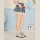 SEENFAAN is full of new summer style versatile washing color-blocking spliced ​​lace texture denim skirt women's fur edge
