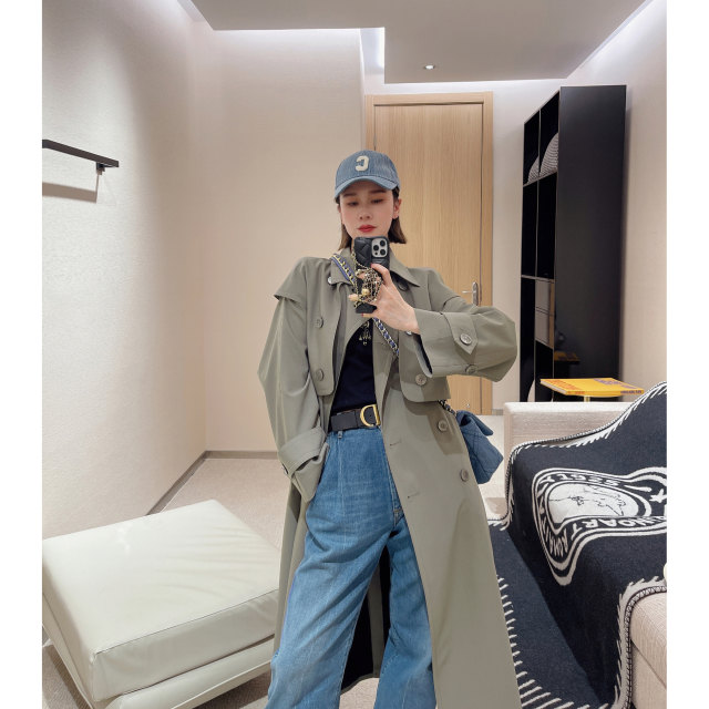 NancyCavally selected merino ultrafine wool light luxury expensive wool long classic windbreaker