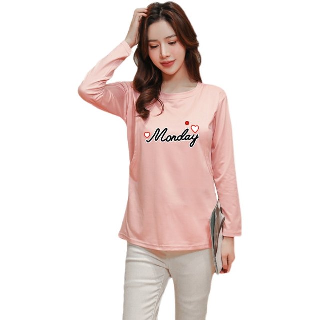 2025 Nursing Clothes Spring and Autumn Going Out Fashionable Hot Mom Style Long Sleeve Nursing T-Shirt Tops Postpartum Large Size Breastfeeding Clothes