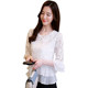 2025 Spring and Autumn New Three-quarter Sleeve Ruffled Chiffon Lace Shirt Round Neck Flap Sleeve Top Women's Belly Covering Base Shirt

