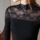 2025 women's spring and autumn new product lace spliced ​​stand collar long sleeves for women's inner slim fit slim bottom shirt for women