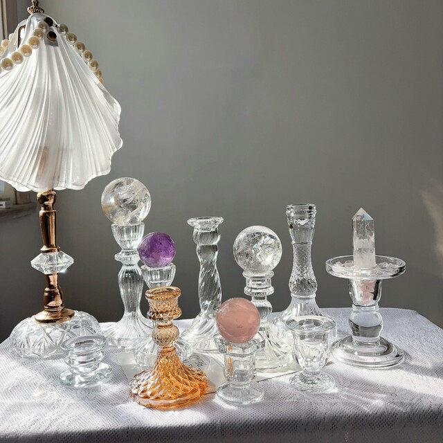 Glass base transparent with crystal ball seat artificial crystal seat big ball same high-end European style home decoration