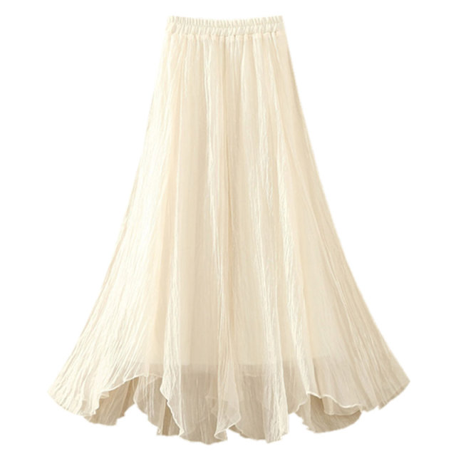 Irregular skirt for women spring and summer new high-waisted Organya mid-length A-line skirt fairy skirt mesh long skirt