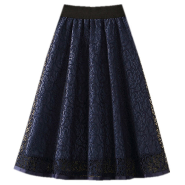 Retro embroidered lace skirt for women in summer new zippered a-line small skirt big umbrella skirt short skirt