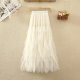 Irregular mesh skirt spring and summer women's new high -waisted puffed lotus leaf cake skirt medium long A -line skirt