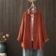Autumn mid-length floral printed long-sleeved shirt loose casual double-layer cotton tulle cardigan jacket J93