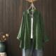 Autumn mid-length floral printed long-sleeved shirt loose casual double-layer cotton tulle cardigan jacket J93