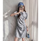 Tang Shi short-sleeved polo collar dress for women 2024 new small casual skirt design drawstring to make them look slim e5
