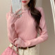 Tangshi sweater women's inner wear 2024 autumn and winter new style half turtleneck splicing bottoming shirt Maillard top white