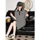 Tang Shi casual striped Polo dress for women new summer women's clothing small loose skirt summer short-sleeved women
