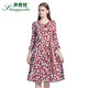Shengyuzhu spring and summer new dress, slim short-sleeved and seven-quarter sleeves, sweet floral V-neck mid-length skirt, elegant and casual