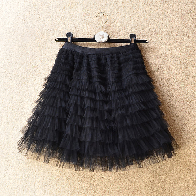 High -waisted mesh skirt female little man A -line skirt in summer puffy yarn skirt multi -layered pleated sweet cake skirt
