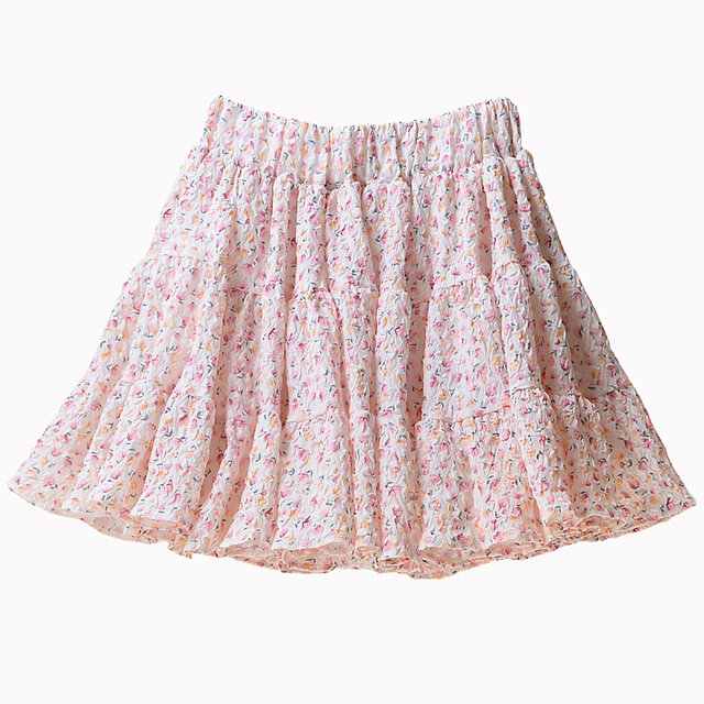 Korean version of sweet pleated floral lady high -waisted panton skirt summer new printed large skirt cake cake short skirt