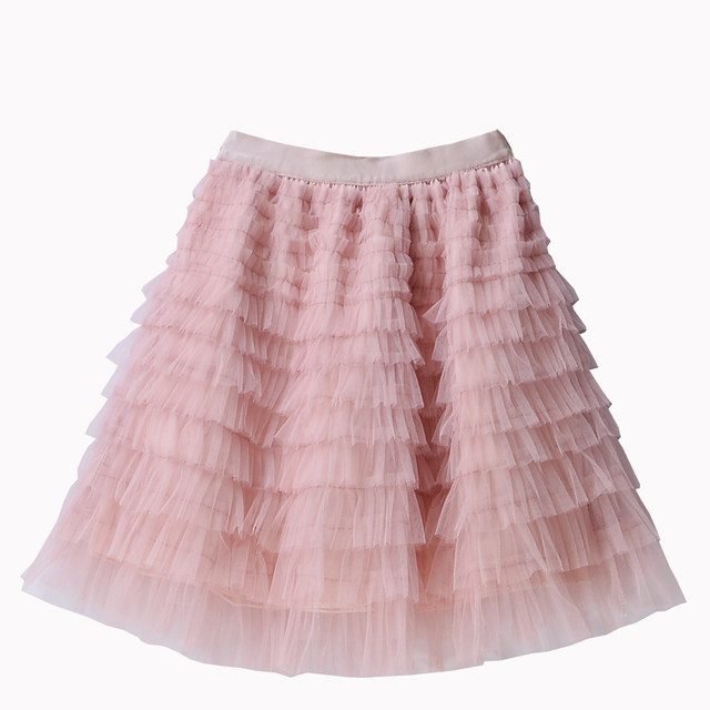 High -waisted mesh skirt female little man A -line skirt in summer puffy yarn skirt multi -layered pleated sweet cake skirt
