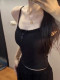 Miss's pure lace edge gray suspender with chest pad vest for women wearing beautiful back slim fit top
