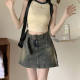 Retro old high-waist denim skirt 2025 summer new niche design versatile slim A-line short skirt