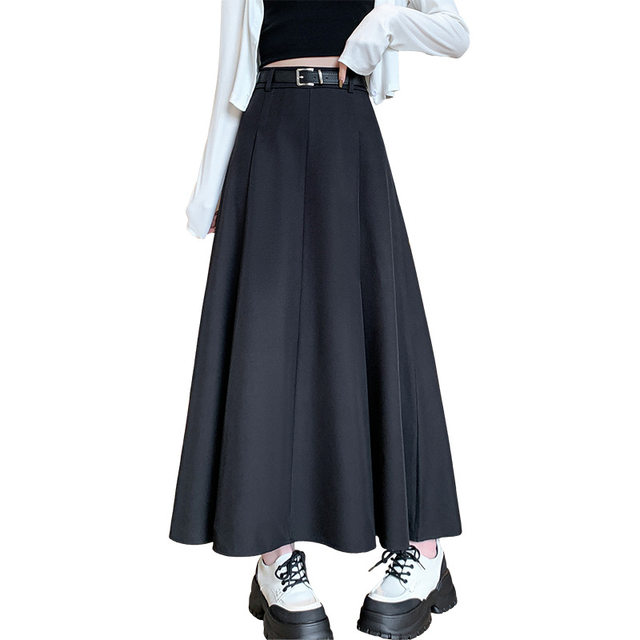 Boxer skirt female autumn and winter new pleated skirt suit thick sweet style skirt high waist thin A -line long skirt
