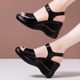Sandalias de cuña de marca para mujer, novedad de verano 2025, sandalias con plataforma y suela suave y gruesa, cómodas sandalias con punta abierta y tacón medio con Velcro