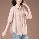 Cropped sleeve shirt for women in summer new plus size plus size women's loose mid-length trendy striped short-sleeved shirt