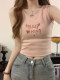 Pink letter printed vest suspender women's 2024 summer new niche unique hollow slim sleeveless top