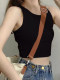 Blue threaded suspender vest for women with summer hot girl with breast pads, beautiful back and wore a navel-exposed short top
