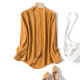 Small stand-up collar Hangzhou silk top for women 2021 new long-sleeved solid color mulberry silk shirt versatile loose spring clothes