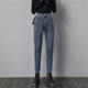 Elastic waist denim women's spring high waist loose harem pants 2024 slim fit elastic straight dad pants