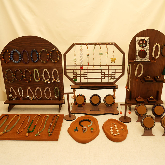 Jewelry display stand walnut flower window earring stand arch bracelet stand store jewelry display shooting props