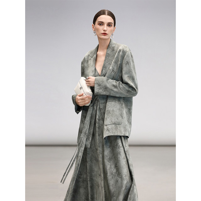 Pre-sale COCOBELLA only has this green printed suit + shirt + double-sided dress SI3028-2